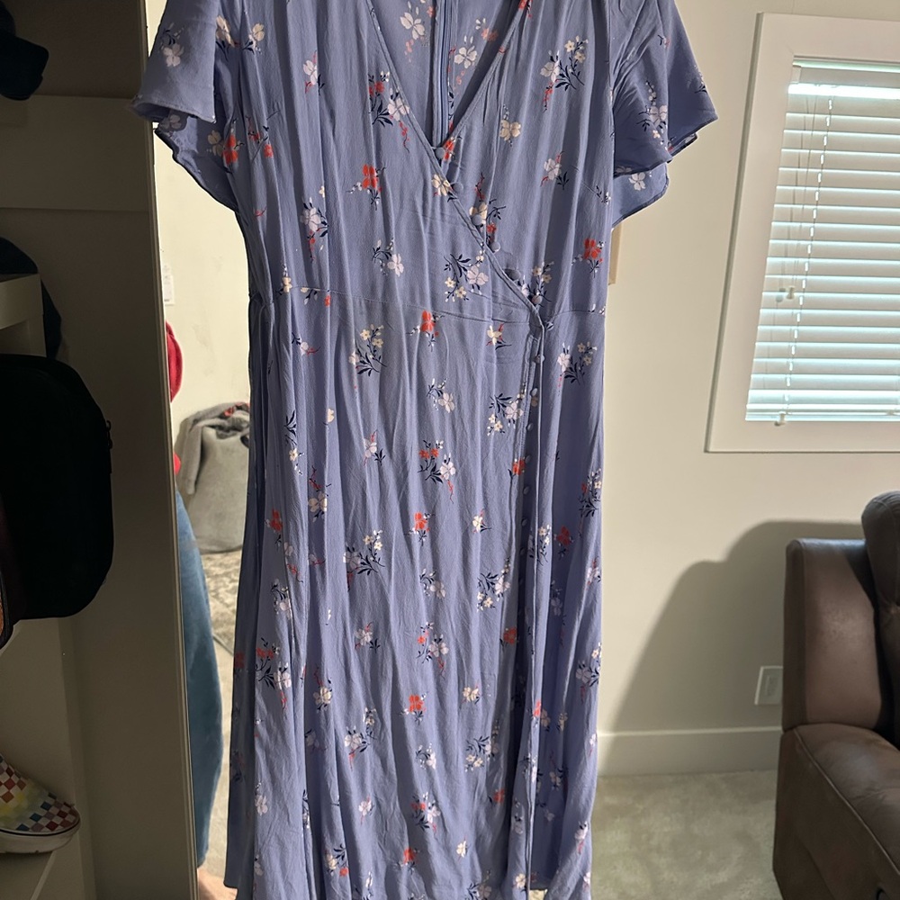 Madewell Floral Dress in Blue and Red